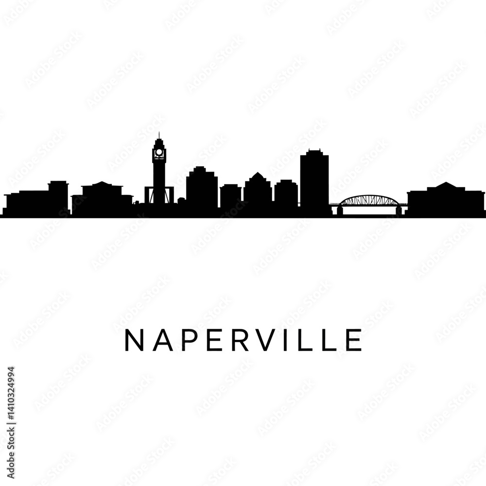 Obraz premium Naperville Illinois Skyline Silhouette with Cityscape.