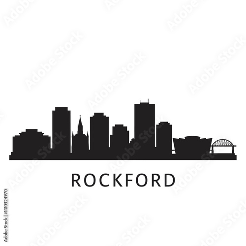 Rockford Illinois skyline vector black city.