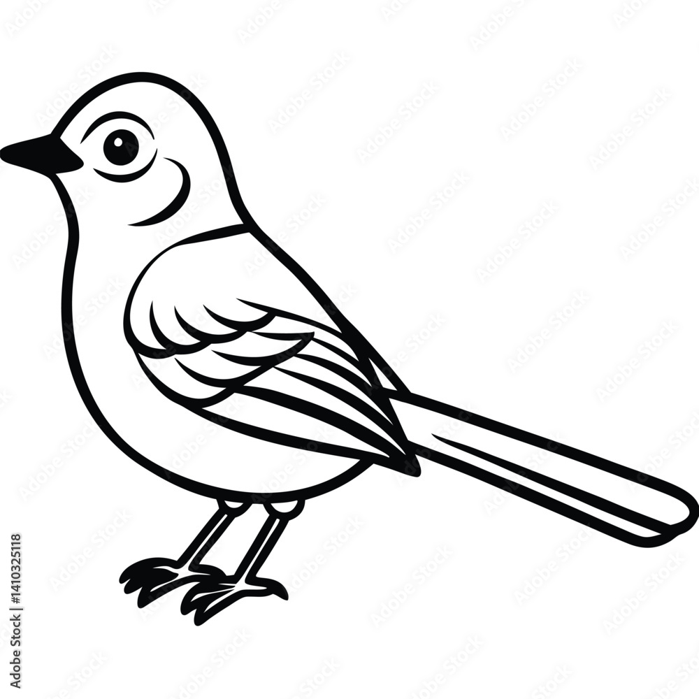 Obraz premium Blue-gray Gnatcatcher illustration flat vector design