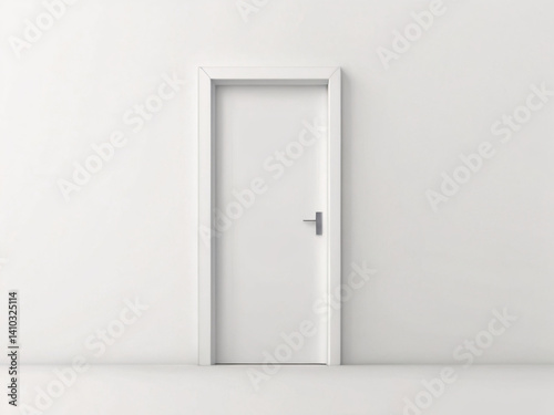 White door mock up isolated on white background, copy space