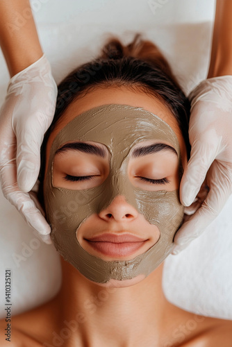 young woman receiving hydra facial treatment for exfoliation, rejuvenation and hydration of her face skin. Modern facial hydro microdermabrasion peeling beauty procedure
