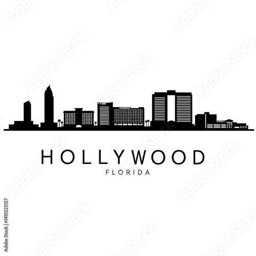 Hollywood Florida Skyline Silhouette.