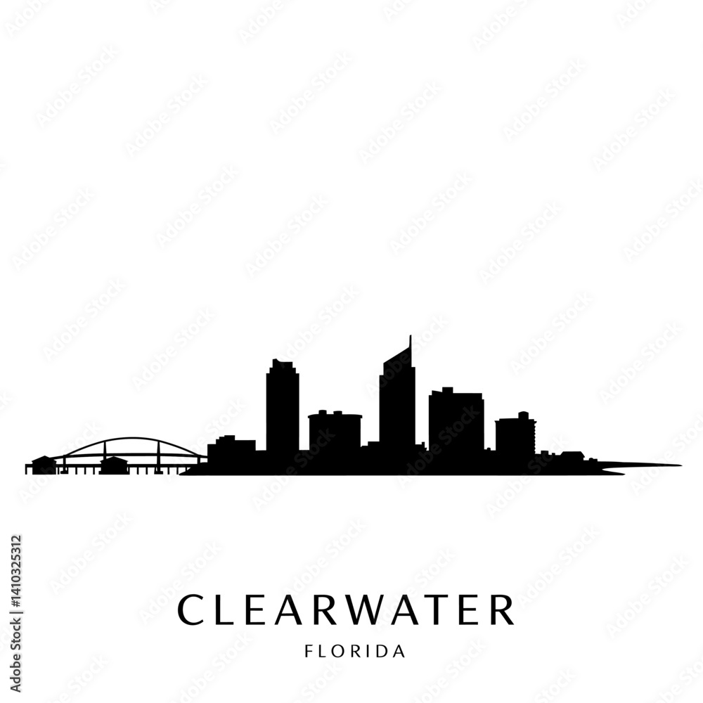 Fototapeta premium Clearwater Florida Skyline Black Silhouette.