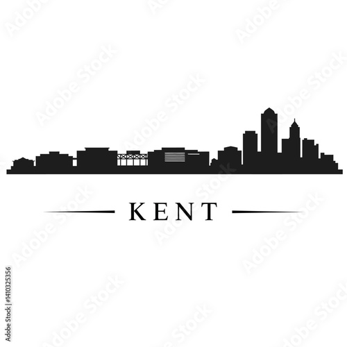 Kent Ohio Skyline with Vector, Silhouette, and Cityscape.