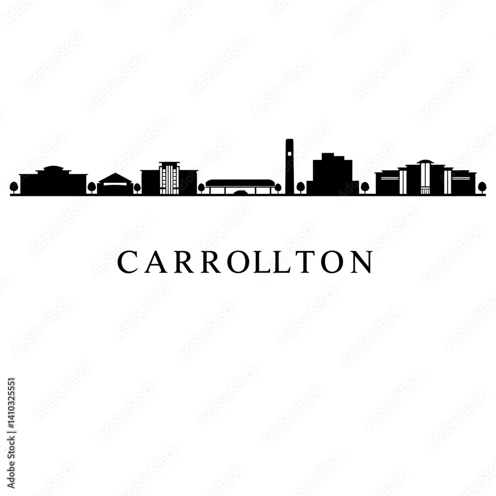 Fototapeta premium Carrollton Texas Skyline Silhouette with Cityscape.