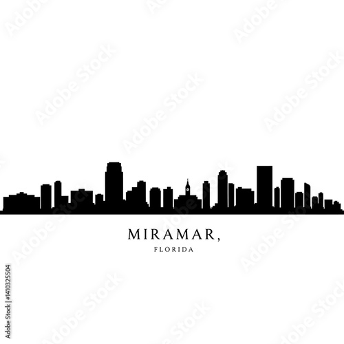 Miramar Florida Skyline Silhouette Black.