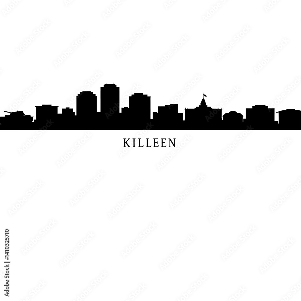 Obraz premium Killeen Skyline Silhouette Black and White.