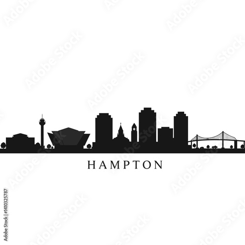 Hampton Virginia Skyline Silhouette Vector. photo