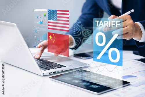 Foto Industry market with US–China Trade Showdown or Retaliation Tariff,Crisis with Liberation Day,strategy and solution plan for export,import