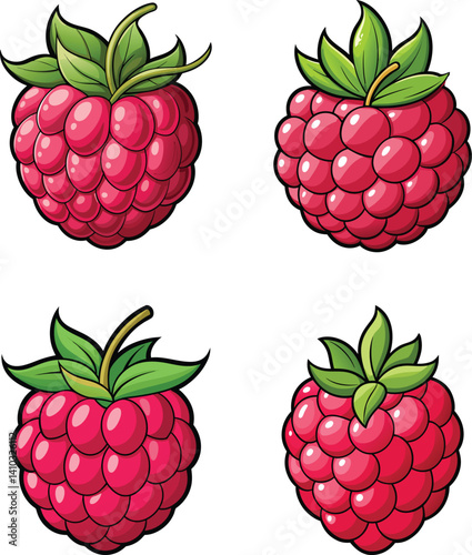 Raspberry Vector Clipart Fresh Berry Design Graphics Set