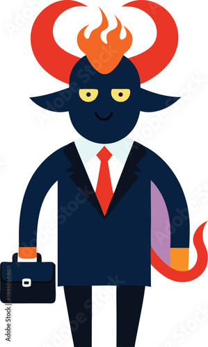 cartoon businessman with a big red devil
