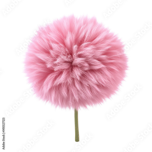 Delicate pink faux fur pom-pom on stick perfect for soft design element