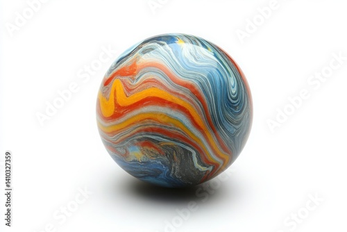 Colorful swirled marble ball isolated on transparent background