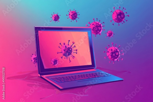 Collection of computer virus detection icons set
