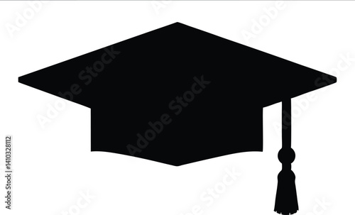 Graduation hat black silhouette vector, Graduation cap symbol 