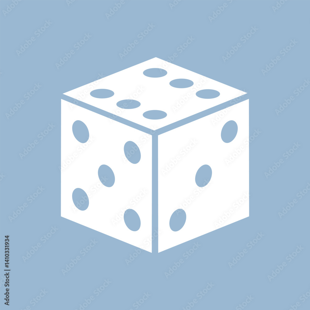 Dice vector icon on blue background