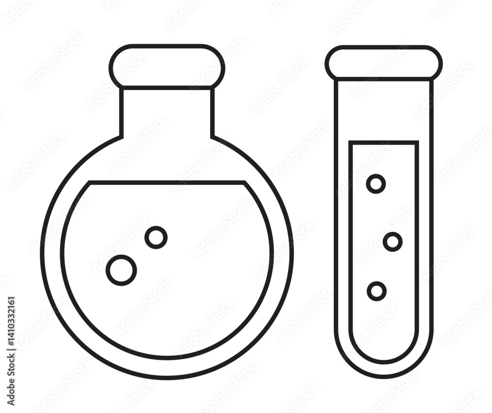 Chemical flask and test glass vector icon