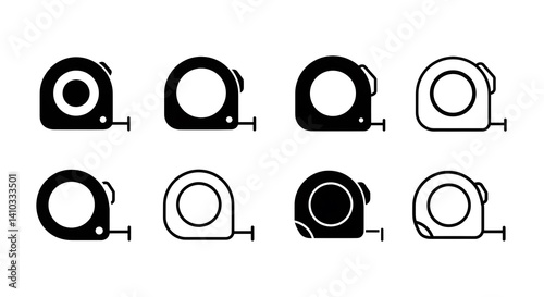 Measuring Tape Icons Set Different Styles in Black and White