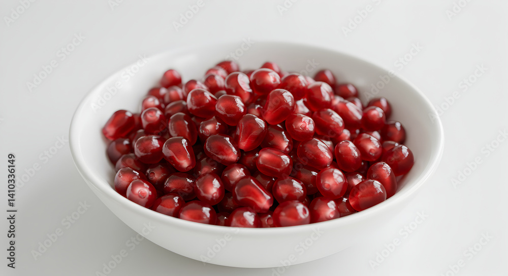 Ripe Pomegranate Seeds Bursting With Color Inside Ceramic Bowl Ripe Pomegranate Seeds Bursting With Color Inside Ceramic Bowl