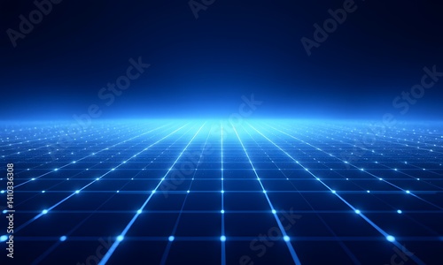A blue grid of lights in space.