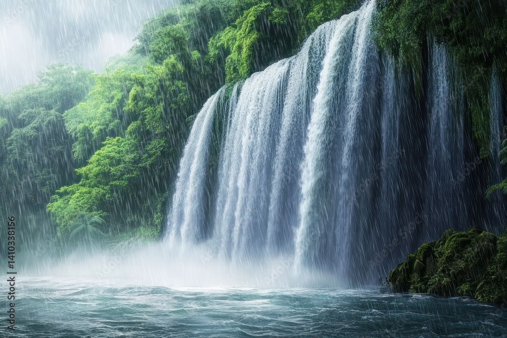 Fototapeta premium Waterfall forest landscape nature image