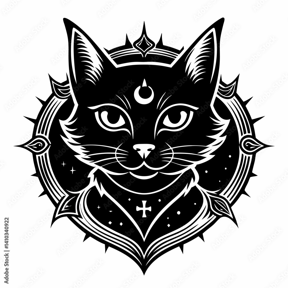 Fototapeta premium Mystical Cat Art with Celestial and Gothic Elements