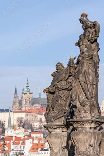 Wallpaper Mural Historical statues with Prague Castle in the background Torontodigital.ca
