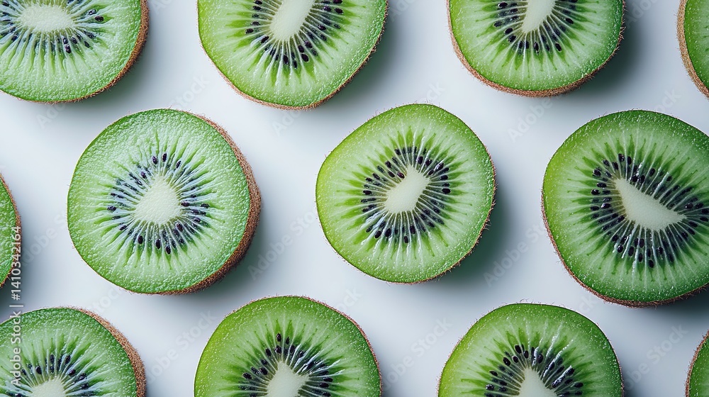 Fototapeta premium Fresh Kiwi Halves in Minimalist Composition, Showcasing Natural Beauty and Simplicity