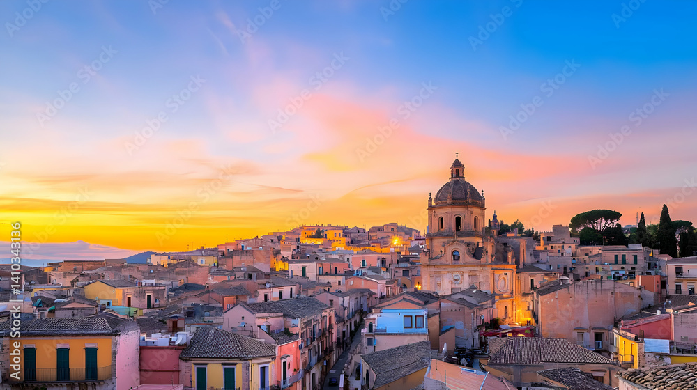 Fototapeta premium Colorful Italian Cityscape at Sunrise