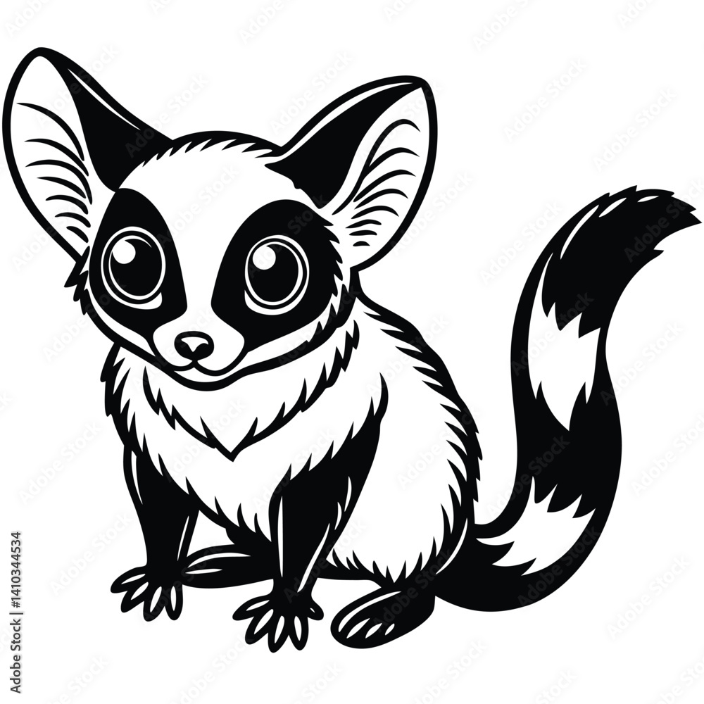 Fototapeta premium bushbaby illustration flat vector design