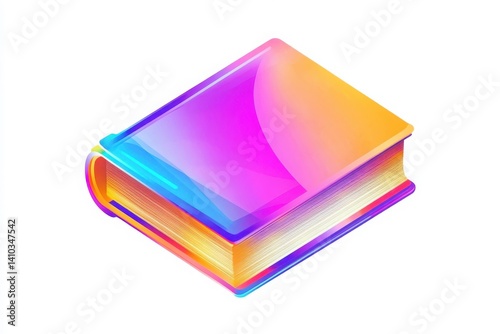 Iridescent 3D book icon in gradient colors