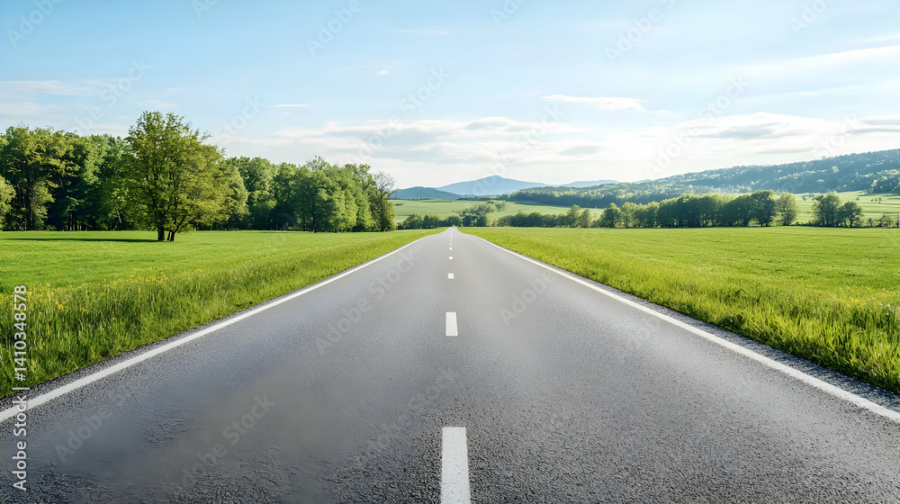 Fototapeta premium Scenic Country Road Through Green Fields