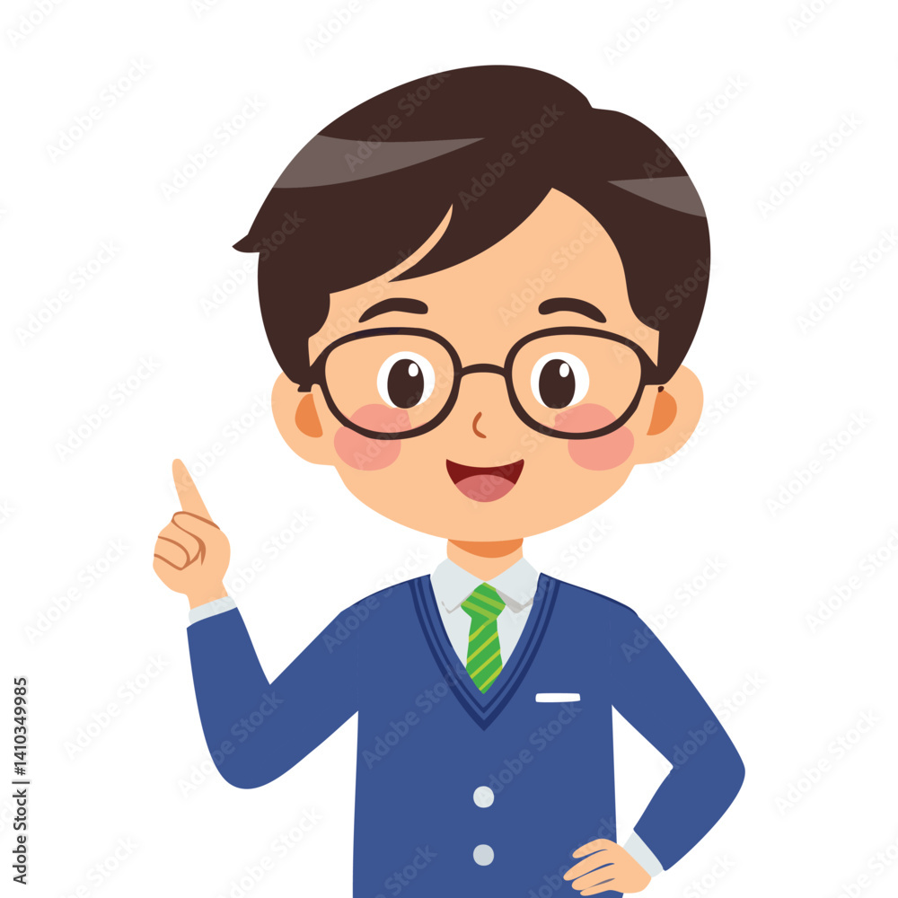 Smart Boy with Question Mark Gesture in Flat Style Smart Boy with Question Mark Gesture in Flat Style