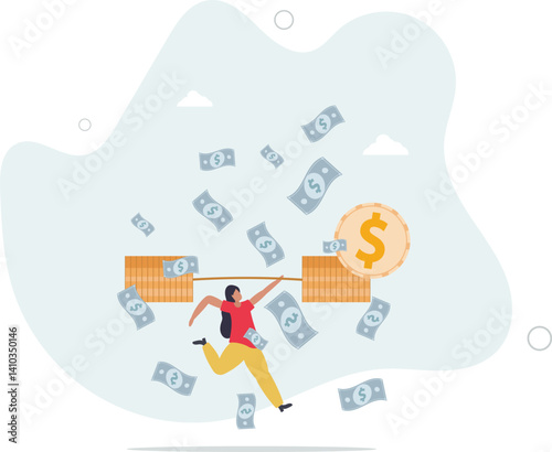 Financial literacy or investment advisor, wealth management concept.flat character life .