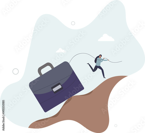 Persistence, effort and motivation to be success, challenge, overcome difficulty and achieve target, hard work, endurance and practice concept.flat character life .