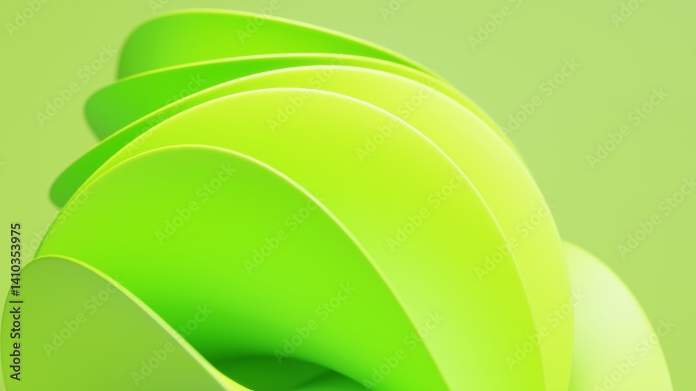 Abstract 3D spiral shape in vibrant green on a soft background Abstract 3D spiral shape in vibrant green on a soft background