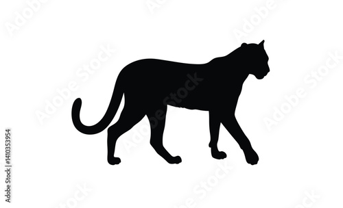 Running cheetah silhouette, Cheetah sprint vector, Minimalist animal illustration