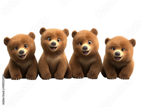 Playful brown bear cubs in a photogenic setting adorable wildlife illustration nature view
