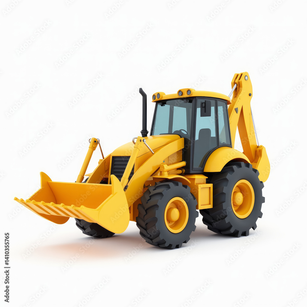 Floating Backhoe Loader with Front Bucket and Rear Arm in Emoji-Style Design 3D Floating Backhoe Loader with Front Bucket and Rear Arm in Emoji-Style Design 3D