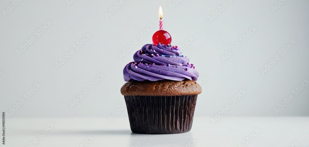 Birthday cupcake isolated on white background