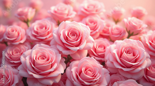 Dense Floral Background with Tightly Packed Roses in Varying Shades