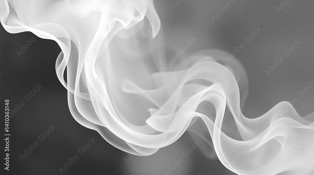 Fototapeta premium Abstract White Smoke Flowing on Grey - Dynamic Vapor Texture
