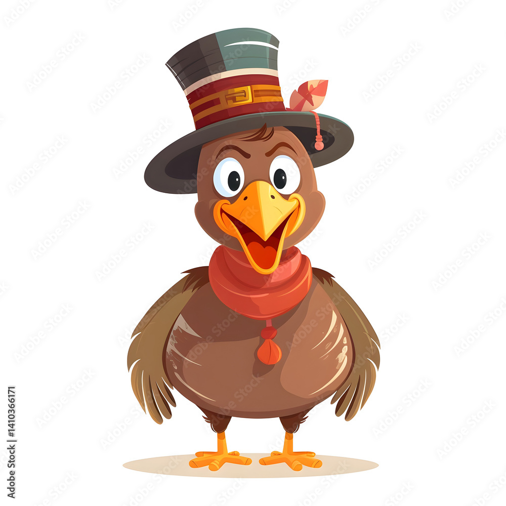 funny turkey cartoon wearing a pilgrim hat and scarf thanksgiving character cheerful design vector clip art white background funny turkey cartoon wearing a pilgrim hat and scarf thanksgiving character cheerful design vector clip art white background