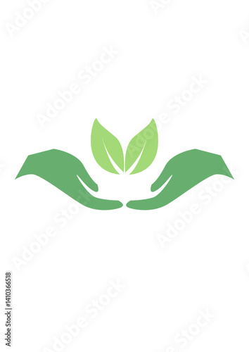 green eco hand with eco heart vector illustration. humanity vector.