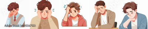 Vector of a young man feeling sad.