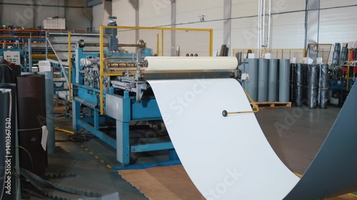 Steel roll rolling at the factory, metal production