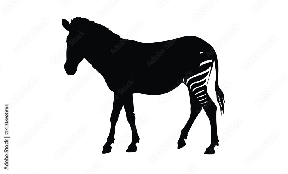 Obraz premium Zebra silhouette illustration, Wild animal icon, African wildlife graphic