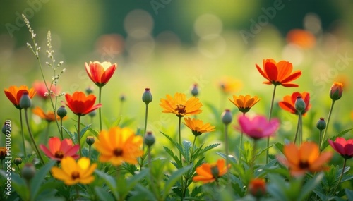 Close-up of vibrant wildflowers in a meadow , meadow, wildflowers, nature