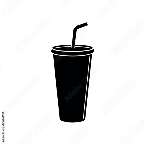 Soda Cup With Straw Silhouette Vector