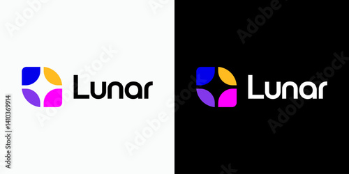 Negative space vector logo design of light beam shape with abstract shape in modern, simple and clean style. Icon for business, research, technology and personal branding.